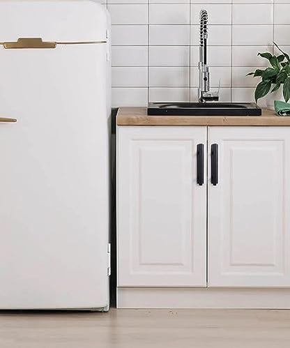 RVPEKUPE Adhesive Cabinet Handles, Matte Black, 6", 2-Pack | Stainless Steel Feel, Square Bar Grip with Base, Stick On Handle, No Drill Pulls for Drawer Closet Glass Sliding Shower Door - size: Overall Length 6"