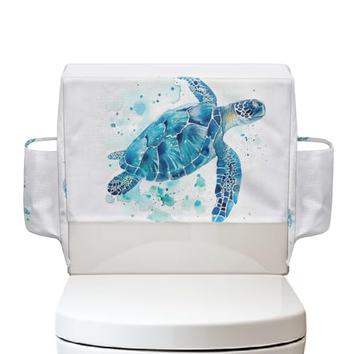 Turtle Tank Cover for Bathroom Home Indoor Decor, Toilet Tank Cover with Storage Bags Replacement for Bathroom Decor Protector, White Teal - color: Turtle