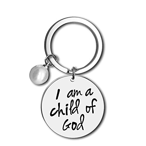 Dabihu Christian Gift Keychain Religious Gift Bible Verse Keyring Baptism Christmas Easter Birthday First Communion Gift - color: Silver Round Keychain