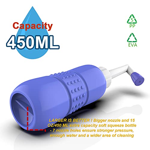 2PCS-Pack Portable Bidet 450ml Travel Bidets + Blue Backpacking Bidet,Peri Bottle for Postpartum and Perineal Care, Spray Bottle for Perineal Cleansing and Recovery - color: 450ml 1nozzle Bidet + Pocket Bidet