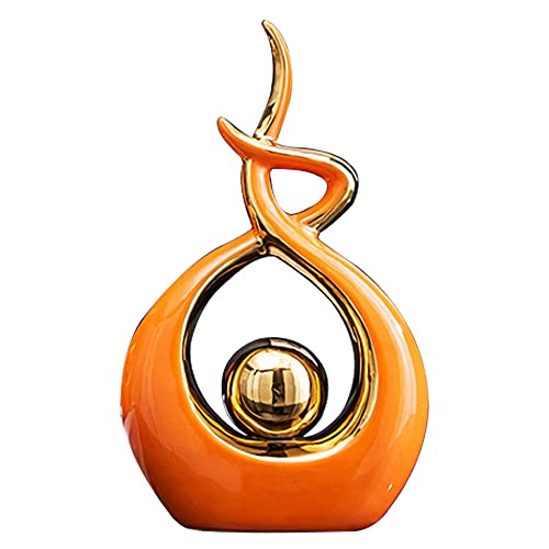 Norrclp Home Decor Modern Abstract Art Ceramic Statue Table Decorations for Dining Room Living Room Office Centerpiece - color: Orange and Gold, size: Small