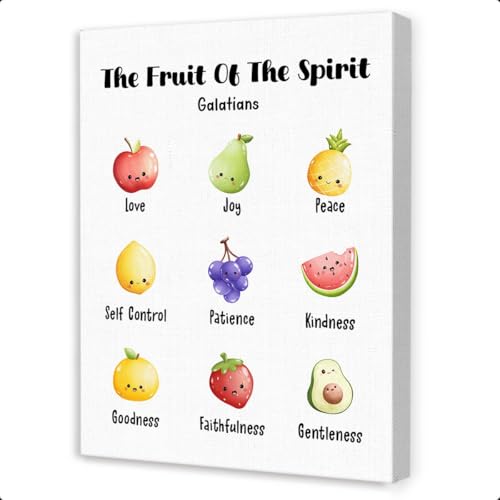 The Fruit of the Spirit Canvas Wall Decor,Bible Verse Wall Art for Kids,Inspirational Christian Wall Decor for Kids Room Nursery Sunday School - color: Kids Bible9