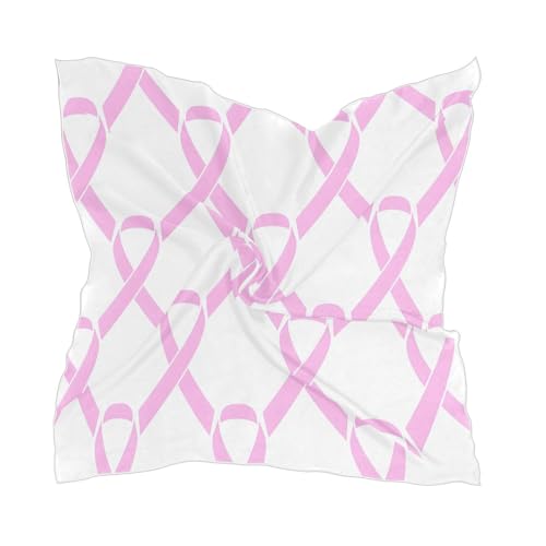 Women's Silk Scarf Square Satin Head Scarves Fashion Neck Scarf Hair Wraps Silk Bandana - color: Cancer Awareness Ribbon