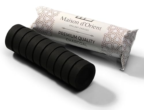 Charcoal Briquettes for Bakhoor (Quick Light Coal) - Bamboo Charcoal for Frankincense and Resin Incense Burner - Small Tablets Single Roll (10 Discs)