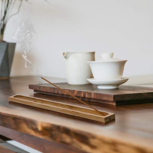 2 Pieces Natural Bamboo Incense Stick Holder Home Incent Burner with Ash Catcher