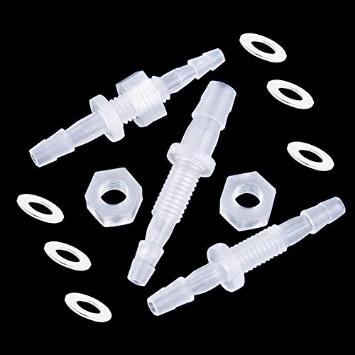 3/8” Thru-Bulk Bulkhead Plastic Hose Barb Fittings Union Adapter Fittings for Aquarium Fuel Gas Liquid Air with Metal washers (Pack of 3) - color: 3 pcs, size: 3/8 Inch