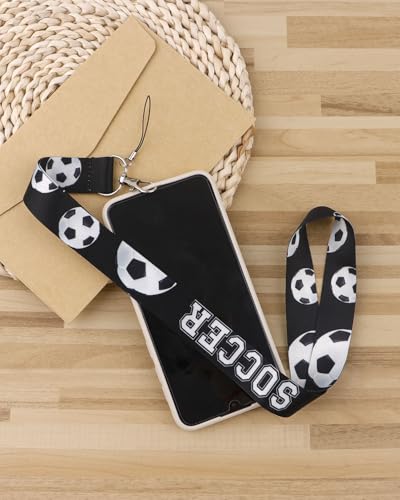 Soccer Lanyard with ID Badge Holder Sports Neck Strap Lanyard for Keys with Retractable Badge Reel Clip - color: Soccer