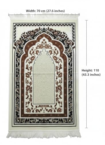 Islamic Prayer Rug with Traditional Mihrab Design, Geometric Arch Pattern, Polyester Material, 27.6x43.3 Inches, Low Pile with Fringed Edges (Golden) - color: Golden