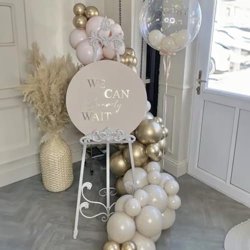 White Gold Balloon Bundle Kit, 110 Pcs 12 Inch White Beige Sand Metallic Gold Latex Balloons for Wedding Baby Shower Bridal Engagement Birthday Party Decorations