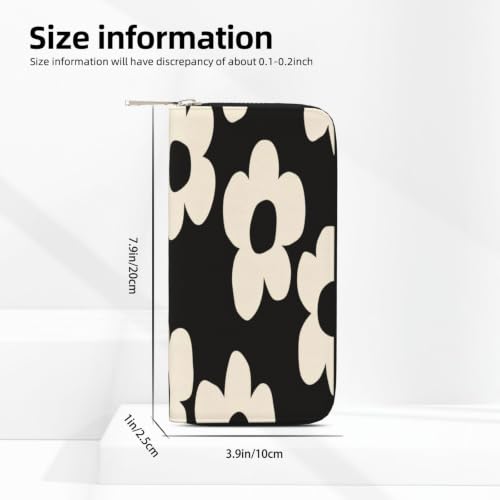 Flower Pattern PU Leather Long Wallet for Women Men, Zipper Clutch Wallet RFID Card Holder Organizer - color: Flower Pattern
