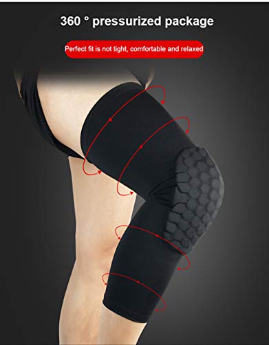 PISIQI Knee Pads Compression Pads Long Leg Sleeve Collision Avoidance Brace Protection Knee Sleeve for Basketball Football Volleyball Cycling (1 Pair) - color: Black, size: X-Small