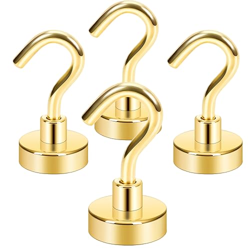 Neosmuk Magnetic Hooks for Cruise Cabins,40lb Heavy Duty,Gold,4 Pack - color: Gold, size: 0.83 inches