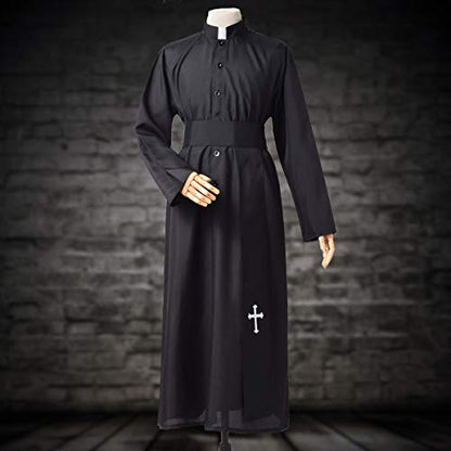 COSDREAMER Mens Clergy Robe Preacher Cassocks Mens Praise Worship Robes - color: Black, size: Medium