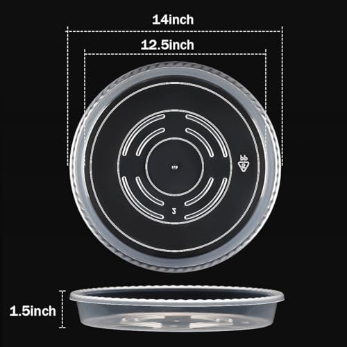 RooTrimmer 5 Pack 14 Inch Clear Plant Saucers for Pots,Heavy Duty Thick Plastic Plant Trays,Sturdy Water Catch Drip Trays for Indoor & Outdoor Plants - size: 14 inch