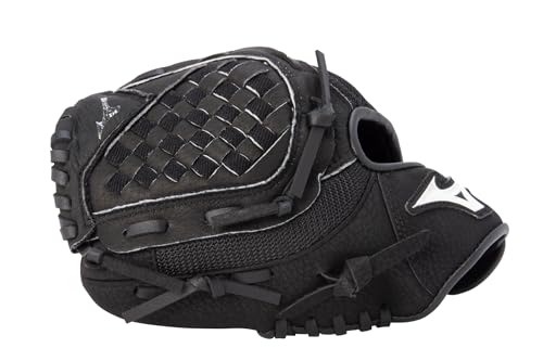 Mizuno Prospect PowerClose Youth Baseball Glove Series I V-Flex Notch I Parashock Palm Pad I Buttersoft Palm Liner - color: Black|Tartan Flex Web, size: 10"|All Positions|Ages 3-6
