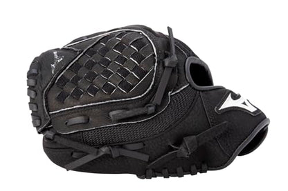 Mizuno Prospect PowerClose Youth Baseball Glove Series I V-Flex Notch I Parashock Palm Pad I Buttersoft Palm Liner - color: Black|Tartan Flex Web, size: 10"|All Positions|Ages 3-6
