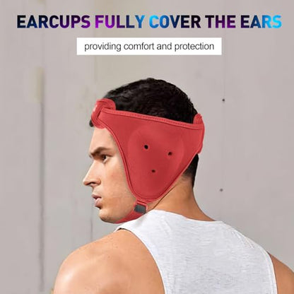 Gelozid Adjustable Wrestling Headgear for BJJ, MMA Grappling and Training, Ear Guard and Cauliflower Protection Helmet - color: Red