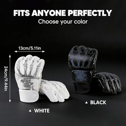 Generic 2 Pairs MMA Gloves Martial Arts Bag Gloves Boxing Fight Gloves Kickboxing Gloves for Sparring - color: Black and White