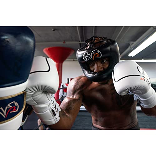 RIVAL Boxing RHGFS3 Face-Saver Sparring Headgear - Wide Eye Opening, Premium Leather, and Thermoplastic Inner Frame - color: Silver, size: Small-Medium