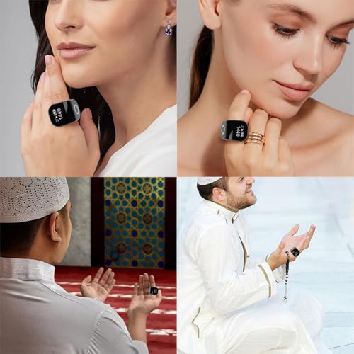 Tasbih Counter Zikr Rings, Portable Touch Smart Tasbeeh, Rechargeable Electronic Digital Tasbih Rings, Finger for Muslims, Prayer, Reminder, Home - color: Claret