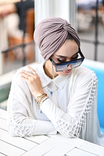 para life Knot Turbans for Women, Breathable Instant Turban|Standard Size Cotton|Pre-tied Scarf, Hijab Cap&Undercap - color: Dark Mink