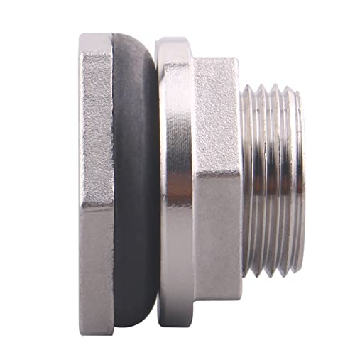 DERNORD 1/2" Female Bulkhead Water Tank Connector Stainless Steel Bulkhead Fittings Pack of 2 - size: 1/2 Inch, style: Pack of 2