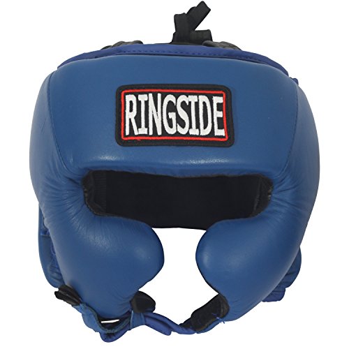 Ringside Competition Boxing Muay Thai MMA Sparring Head Protection Headgear with Cheeks - color: Blue, size: Medium