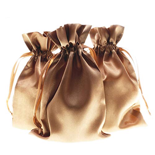 50 Pack 6" x 9" Old Gold Satin Gift Bags with Drawstring, Large Gift Pouches, Wedding Favor Bags for Baby Shower Birthday Party Small Business - color: Old Gold - 6 x 9 Inch (Pack of 50)