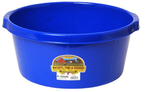 Little Giant® Plastic All-Purpose Tub | Plastic Pond Tub | Feed Tub | Durable Plastic Livestock Feeding Pan with Hand Grips | Made in USA | 6.5 Gallons | Blue - color: Blue