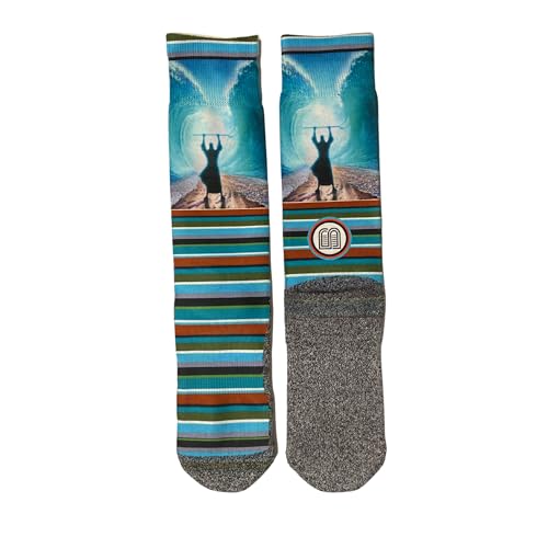 Men's – Christian Crew Socks for Men with Scripture | Moisture-Wicking | Easter Gift Idea - color: The Red Seas