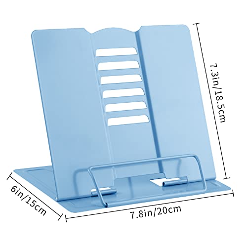 MSDADA Desk Book Stand Metal Reading Rest Book Holder Adjustable Cookbook Documents Holder Bookstands for Recipes Textbook Music Books, the First Day of School Gift for Students, Teachers (Light Blue) - color: Light Blue