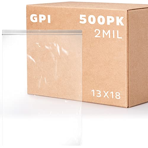 GPI - 2.5 Gallon Extra-large Zip Bags, 13" x 18" Large Reclosable Lock Zip Bags, Clear Plastic Zipper Storage Bags with Zip Top Lock for Freezer, Clothing, Food, Supplies - 500 Count - size: 13" x 18"