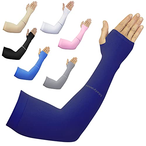 Cooling Arm Sleeves for Men & Women, UPF 50+ UV Protection - color: Dark Blue
