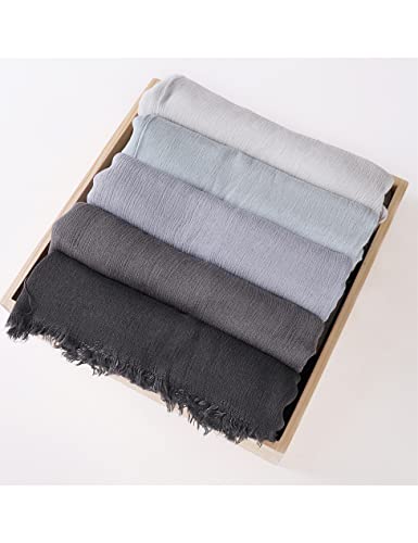Txameru Hijab Scarf for Women - Muslim Rayon Crinkle With Fringe Edge - color: Smokey Gray