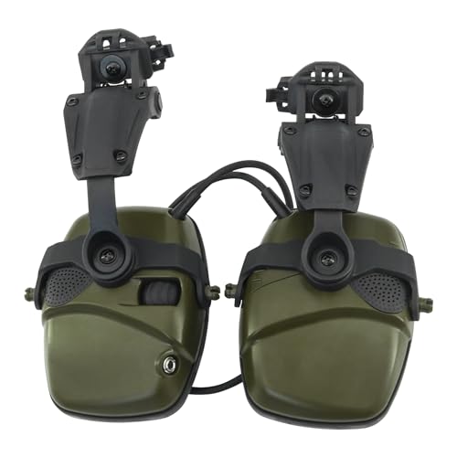 Hearing Protection Noise Cancelling Sound Amplification with Gel Ear Pad/ARC Rail Adapter Ideal for Shooting Sport - color: Army Green