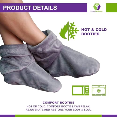 MARS WELLNESS Heated Microwavable Foot Booties - Microwavable Slippers - Herbal Hot/Cold Deep Penetrating Herbal Aromatherapy Wrap Warmer (Charcoal) - 3 Pack - color: Charcoal, size: Pack of 3