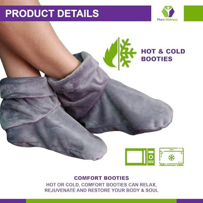 MARS WELLNESS Heated Microwavable Foot Booties - Microwavable Slippers - Herbal Hot/Cold Deep Penetrating Herbal Aromatherapy Wrap Warmer (Charcoal) - 3 Pack - color: Charcoal, size: Pack of 3
