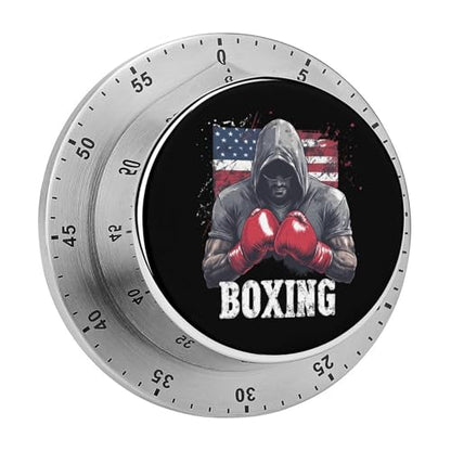 U.S. Flag Boxing Funny 60 Minute Timer Mechanical Stainless Steel Timers for Kitchen Cooking Outdoor