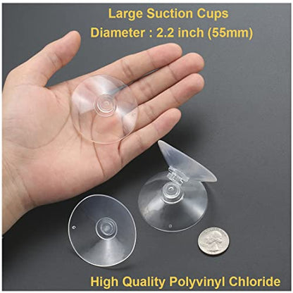 12 Pieces 2.2 inch Large Clear Suction Cups for Glass, Thick Without Hooks Without Holes, Professional Heavy Duty Sucker for Home Organization Window Decoration Bathroom Kitchen Bird Feeder - size: 2.2"+no-hooks"
