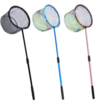 Fishing Net 2 Pack Retractable Lightweight Landing Net with Aluminum Rod Handle Fishing Nets for Youth Catch and Release Butterfly Nets - style: Black+blue+red