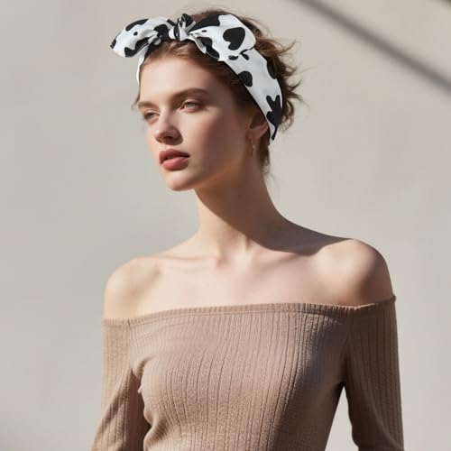 GERINLY Silk Hair Scarf Animal Print Leopard Neck Scarf Summer Neckerchief for Women Bag Purse Accessory - color: White