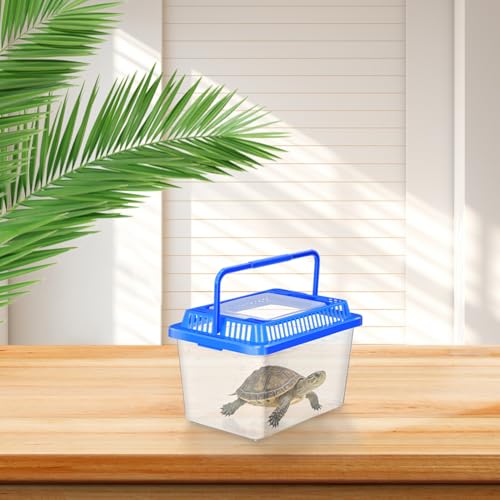 DOITOOL Portable Turtle Aquarium with Lid Small Travel Fish Tank Sturdy Plastic Reptile Carrier Box for Turtles and Aquatic Pets Home Use Terrarium