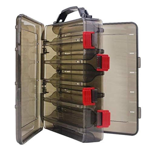 Double-Sided Fishing Lure Hook Tackle Box Visible Hard Plastic Clear Fishing Lure Bait Squid Jig Minnows Hooks Accessory Storage Case Container (Brown-10 Slots) - color: Brown-10 Slots