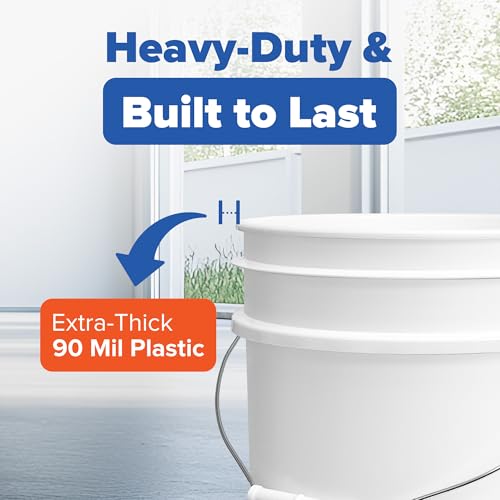 5 Gallon Bucket w/Lid, Food Grade BPA-Free, 3 Pack, White | Airtight Lid, Mallet and Lid Opener Included, Heavy-Duty 90 Mil HDPE Plastic, Food-Safe Durable Container, Made in USA - color: White, size: 3 Packs