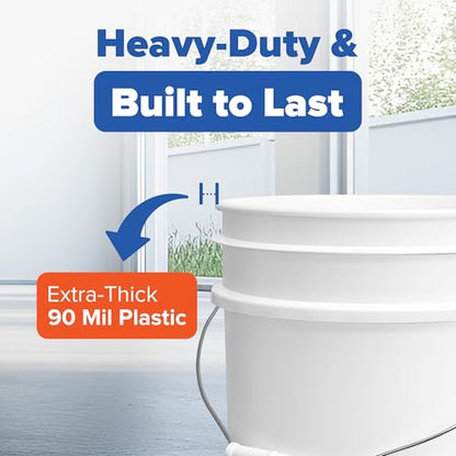 5 Gallon Bucket w/Lid, Food Grade BPA-Free, 3 Pack, White | Airtight Lid, Mallet and Lid Opener Included, Heavy-Duty 90 Mil HDPE Plastic, Food-Safe Durable Container, Made in USA - color: White, size: 3 Packs
