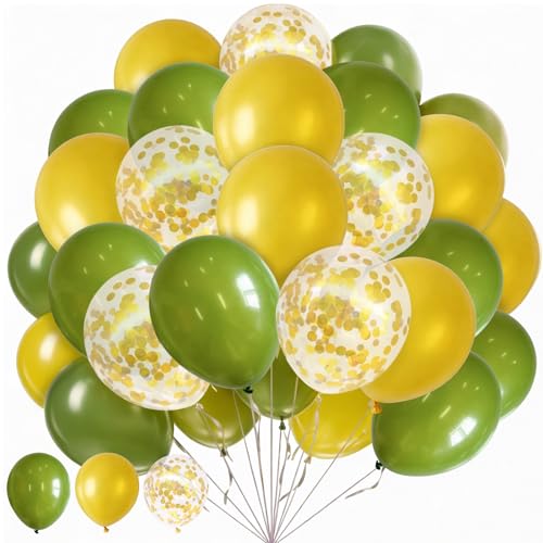 60Pcs Green Yellow Balloons, Gold Confetti Balloons for Party Decorations - color: Green Yellow