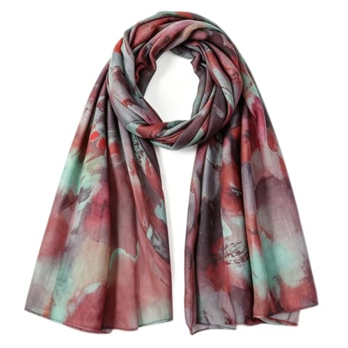 Hijab Scarf for Women Fashion Printed Modal Hijab Head Wrap Scarves Lightweight Long Scarf Shawls - color: Watercolor G