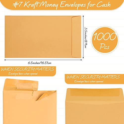 Taobary #7 1000 Pack Money Envelopes for Cash, Golden Kraft Paper, 7 - color: Golden Kraft Paper