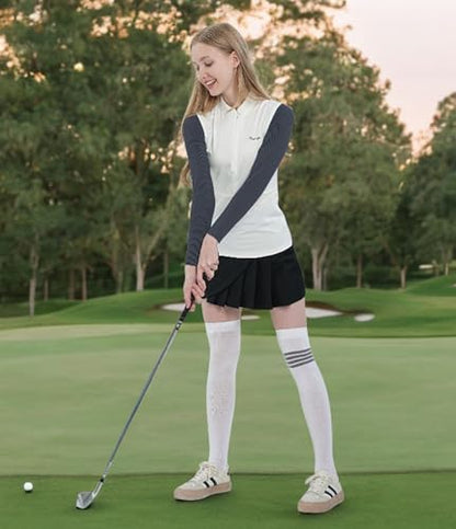 Women's Golf Cooling Shawl Outdoor Sun Protection Arm Sleeves - color: Black, size: Small-Medium
