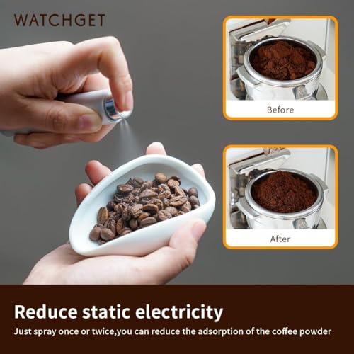 watchget Coffee Bean Dosing Cup & RDT Spray Bottle Kit, White | 10ml Static Reducing Sprayer; Ceramic Single Dose Tray for Coffee & Tea;Espresso Brewing Accessory for Home & Espresso Bars - color: White